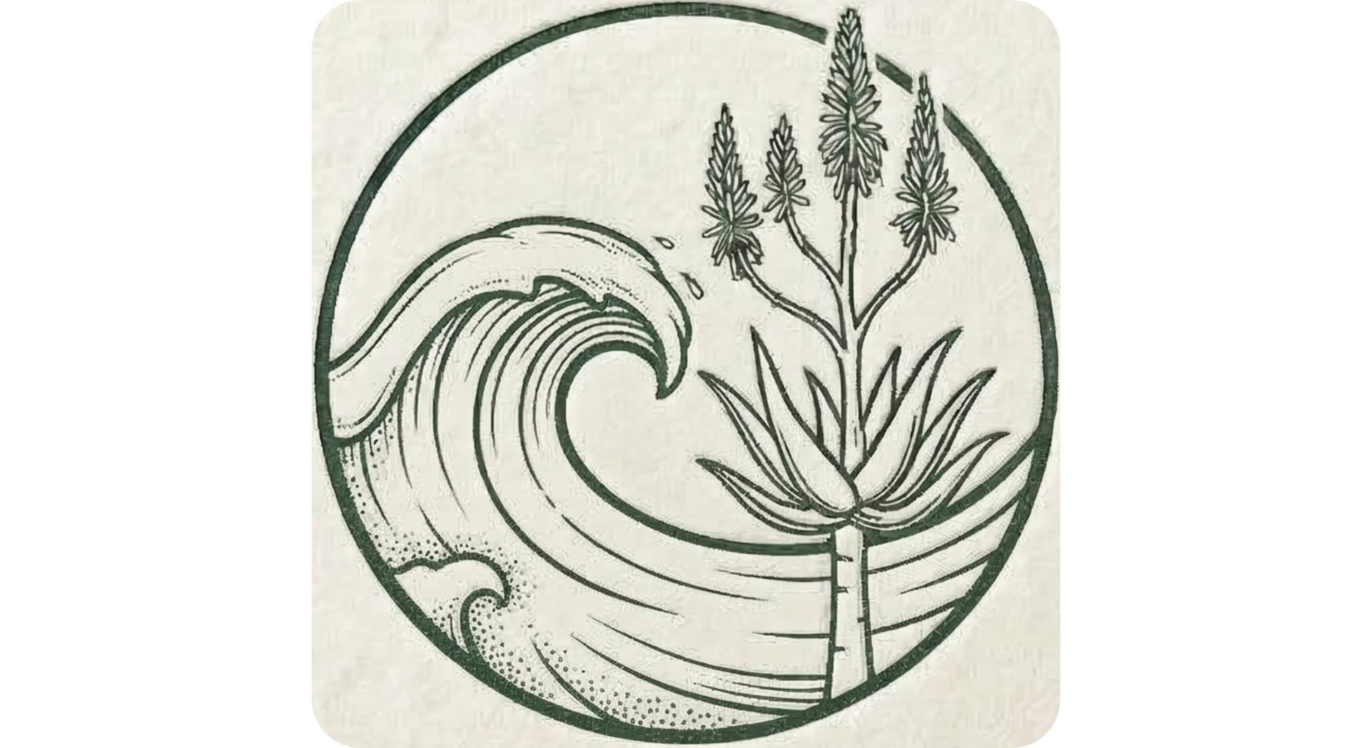 East Coast Collective badge — wave and aloe woodcut emblem